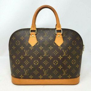 Louis Vuitton Alma PM Monogram Canvas Leather Hand Bag Authentic Vintage BA1917